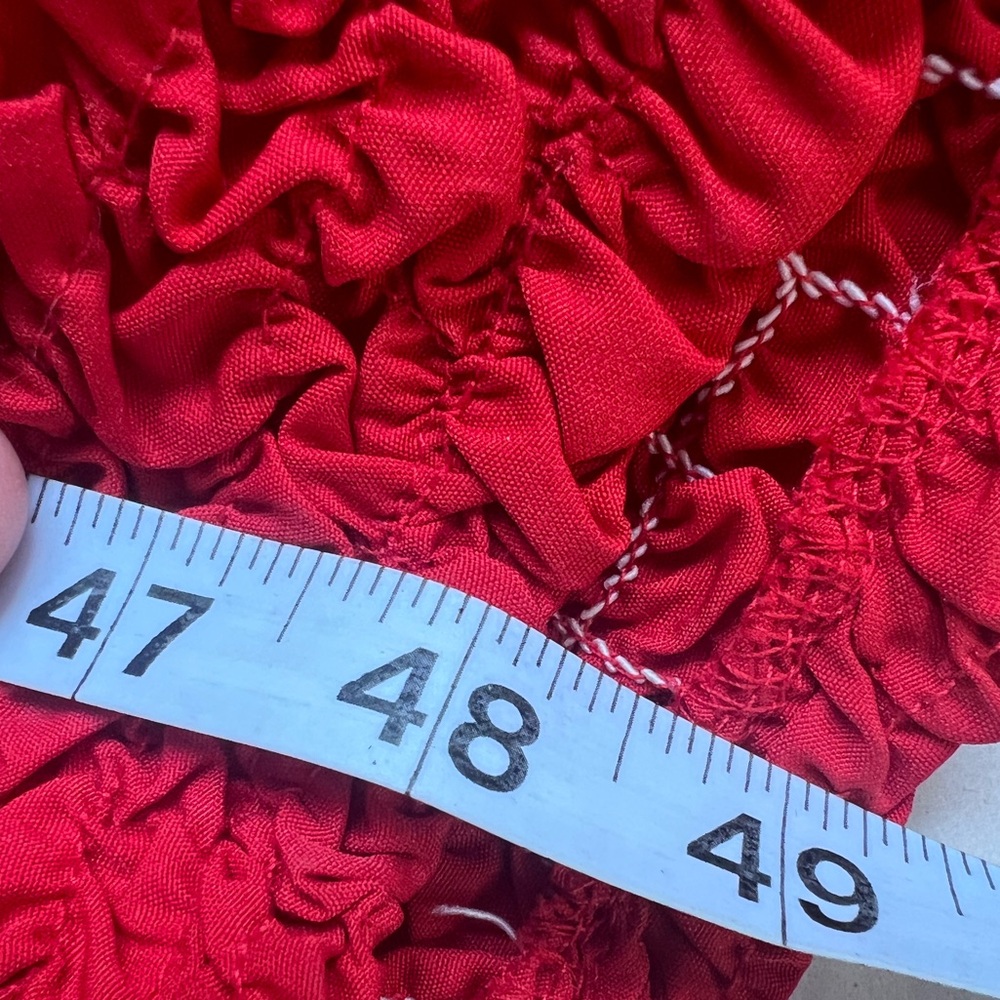 Anthropologie Dolan Red Puff Sleeve Pebble Smocked Ruched Midi Dress Size XS - Picture 12 of 12